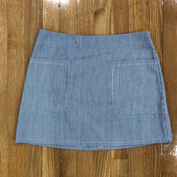LF x SEEK the Label || Blue & White Striped Skirt - Picture 1 of 3